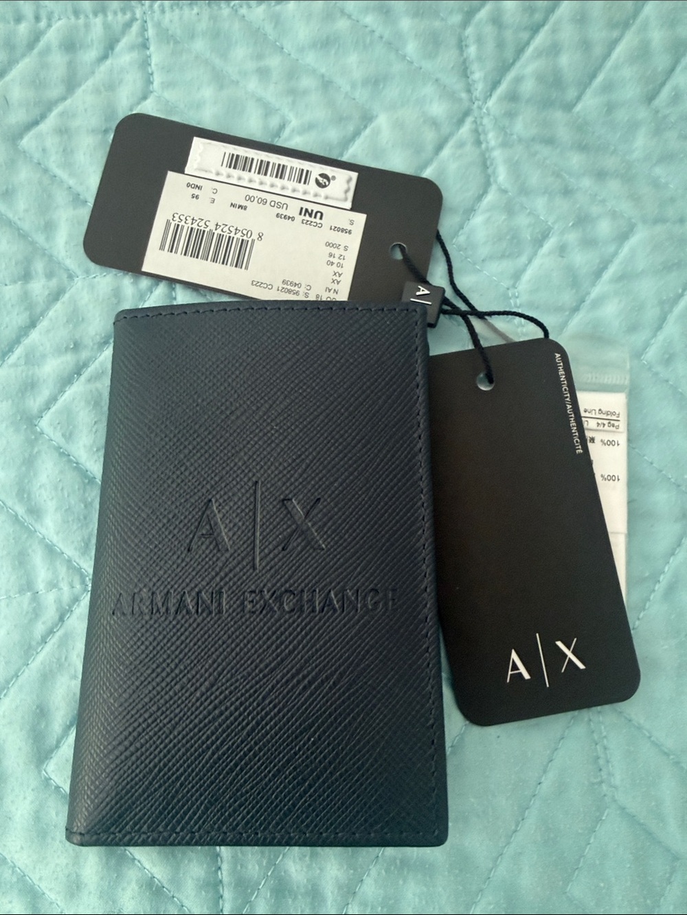 NWT Armani Exchange Black Leather card holder orig $60